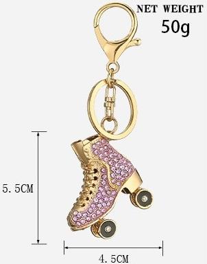 Llaveros con forma de patín 4 diseños con diamantes de imitación