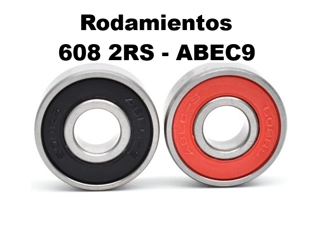 Rodamientos 608 2RS - ABEC9 para Patines Skate y Scooters medidas 8x22x7mm