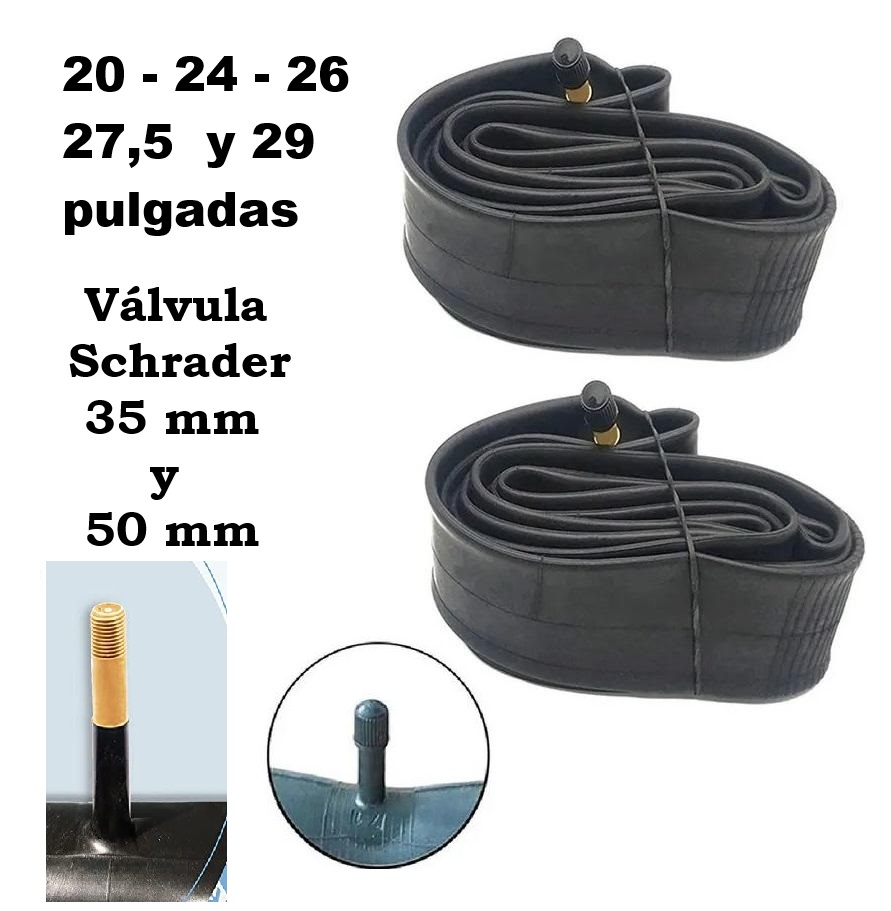 🔥Liquidación Cámaras de aire bicicleta MTB Trekking Urbanas 20-24-26-27,5 y 29 pulgadas, válvula Schrader 35 y 50 mm
