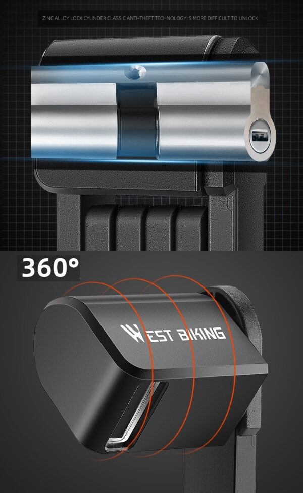 Candado plegable West Biking alta seguridad bici, moto, patinete, etc