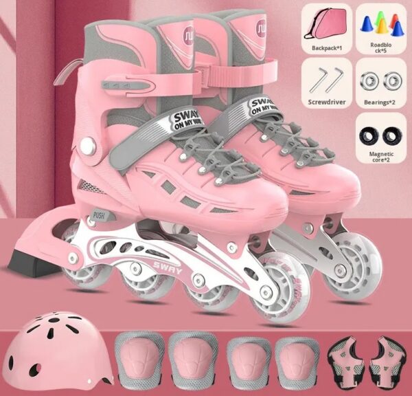 Set Completo Patines en Línea Ajustables con Freno Ruedas LED Tallas 26-30 Niños