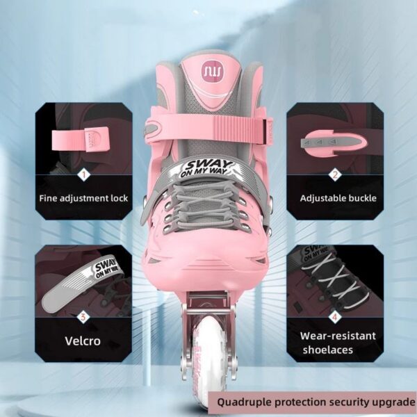 Set Completo Patines en Línea Ajustables con Freno Ruedas LED Tallas 26-30 Niños